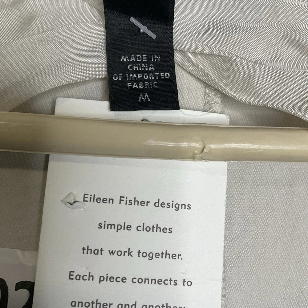 NWT Eileen Fisher Elagant Twill‎ Side-Tie  Cotton Blend Trench Bone Wrap Coat M